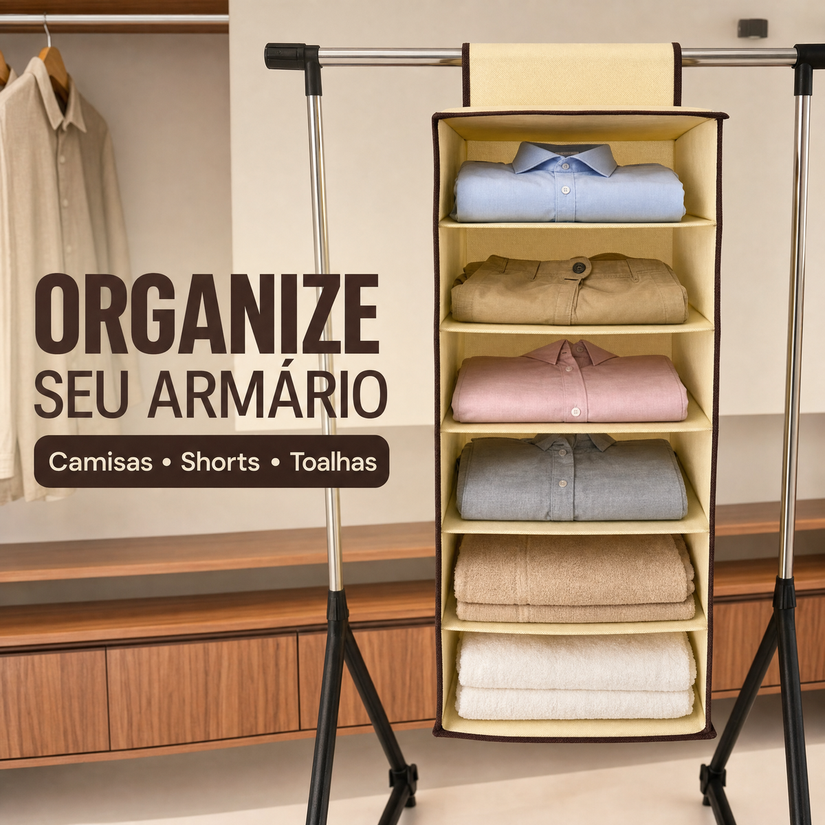 Organizador Suspenso de Armário 6 Prateleiras